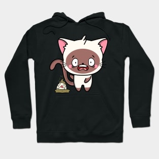 Funny white Cat steps on a dirty diaper Hoodie